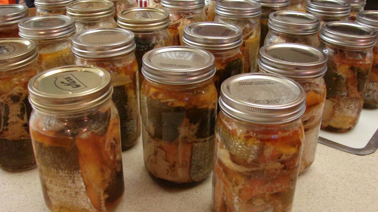 canned salmon on table