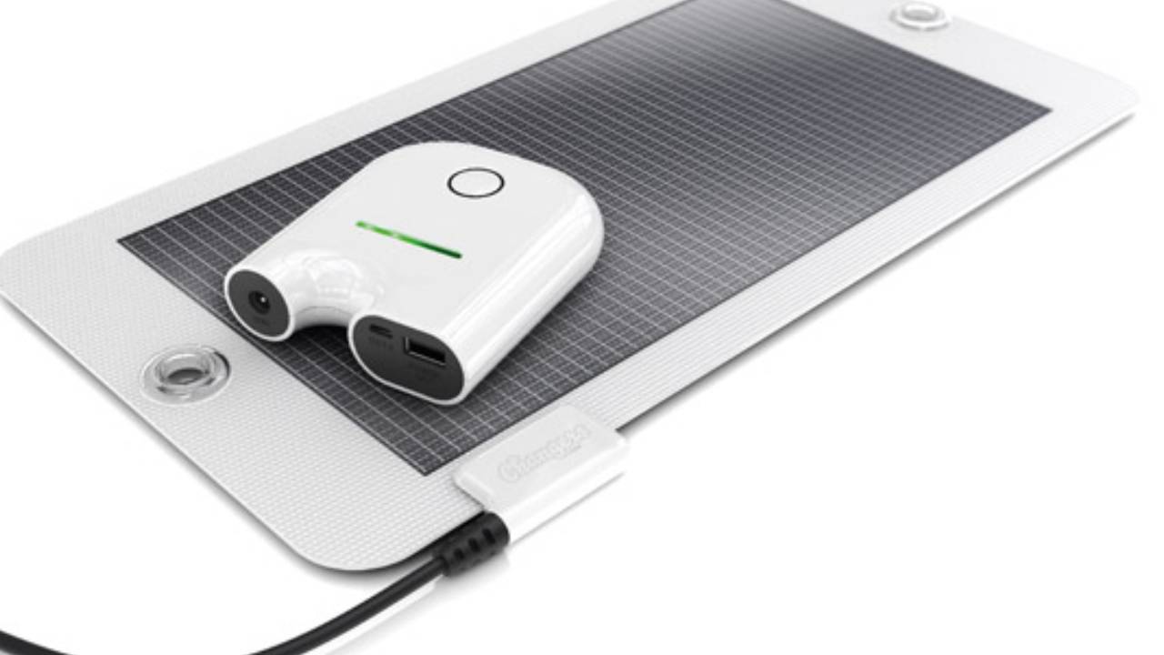 phone with solar charging station