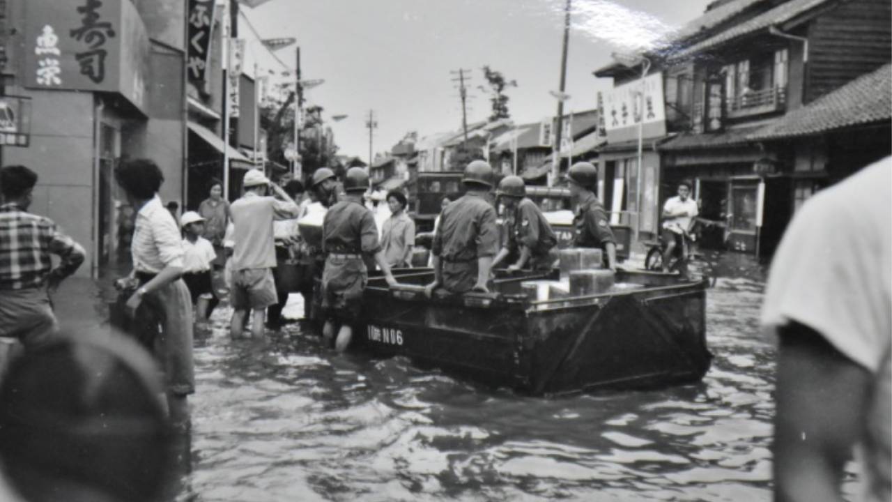 Flooding by Typhoon Vera