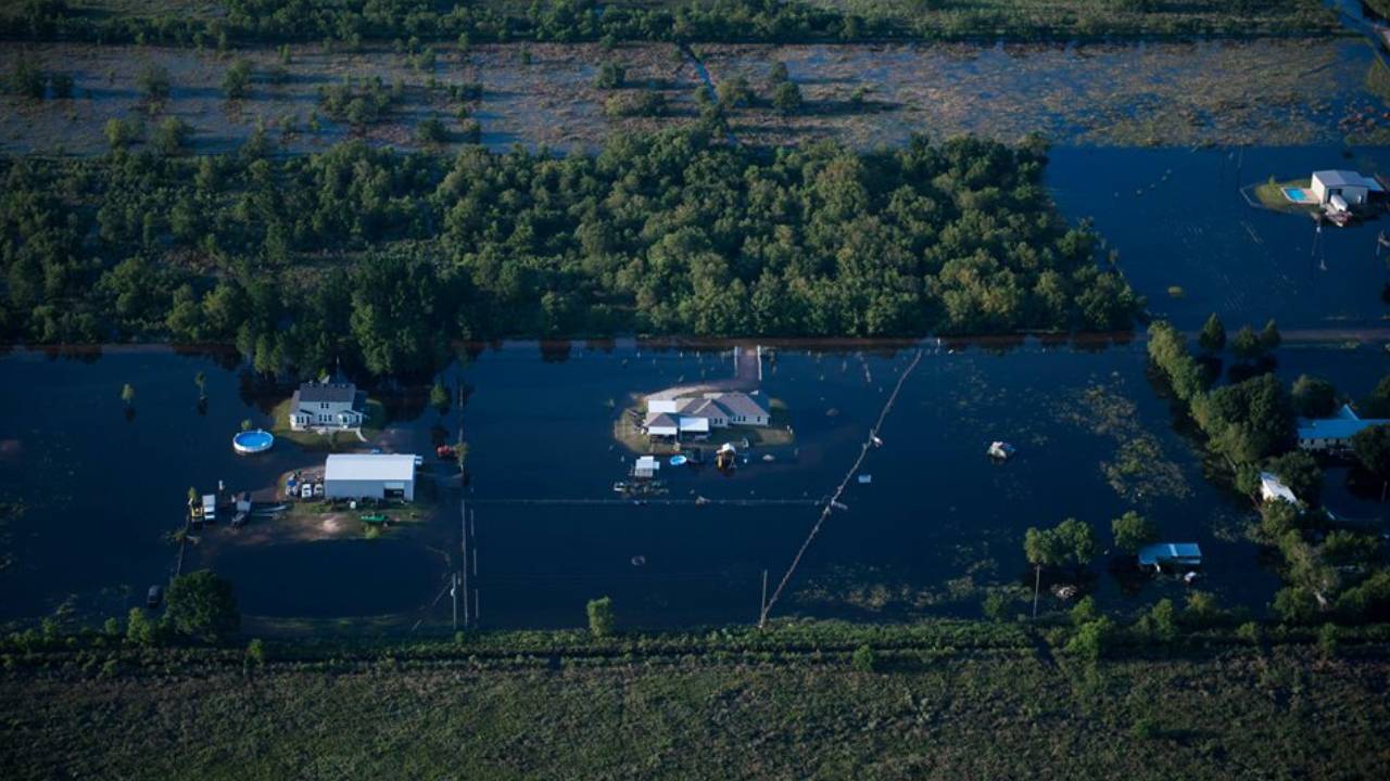 Aerial view of flooding caused by Hurricane Harvey
