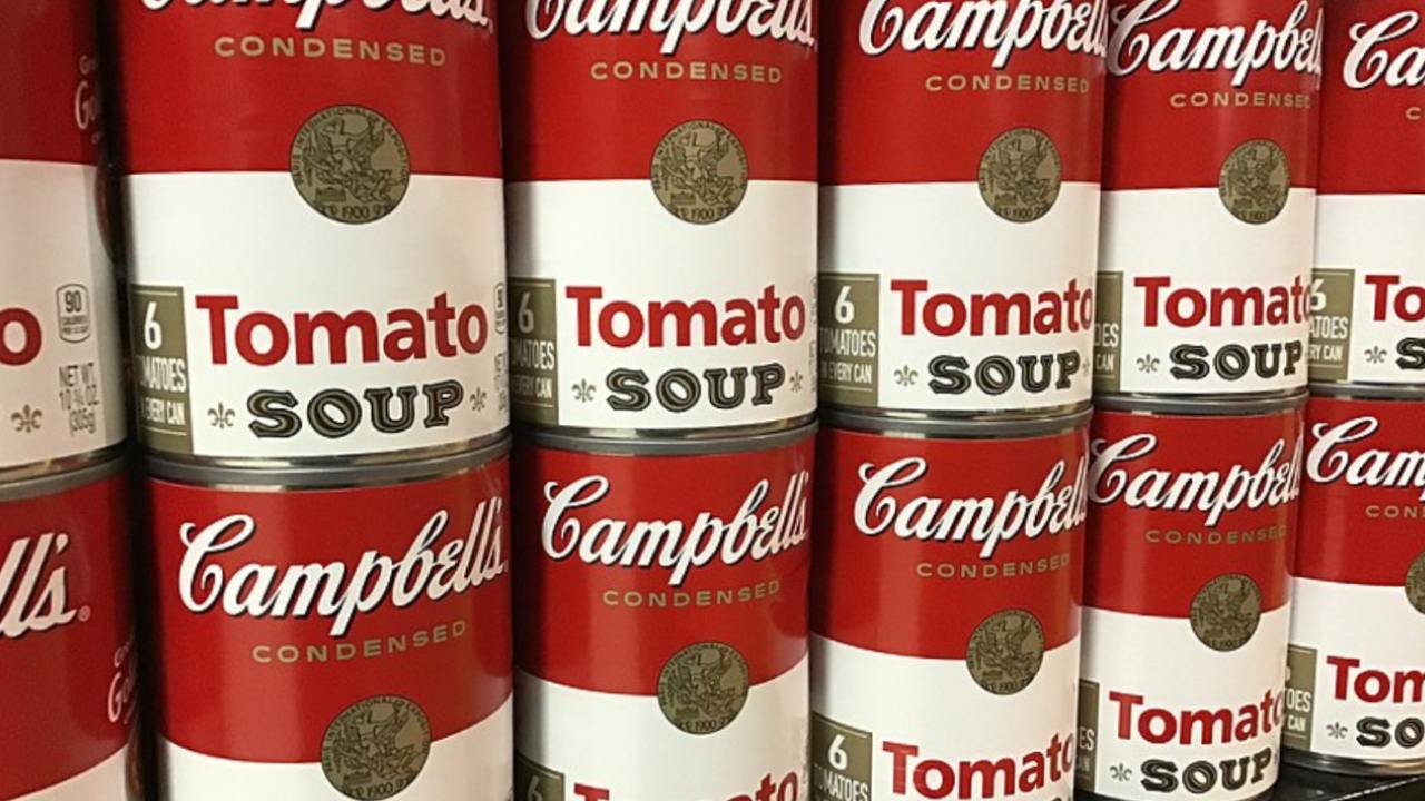 cans of tomato soup close up