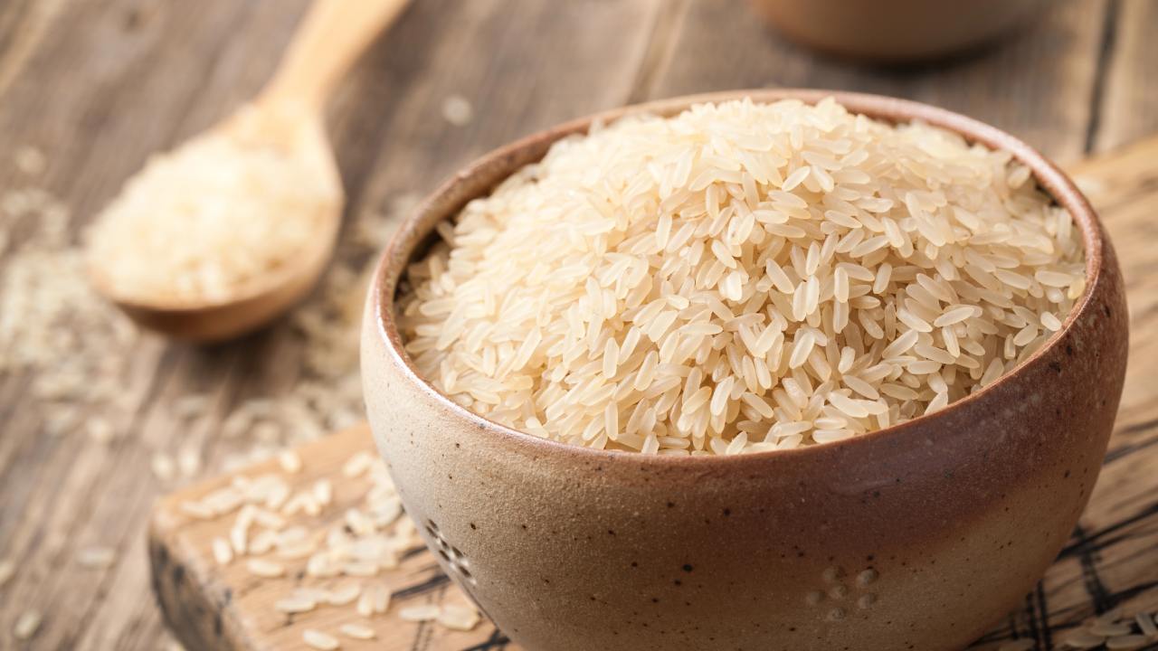 parboiled rice in a bowl