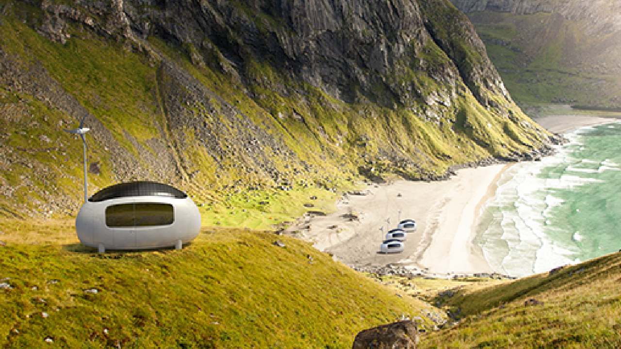 ecocapsule on a cliff